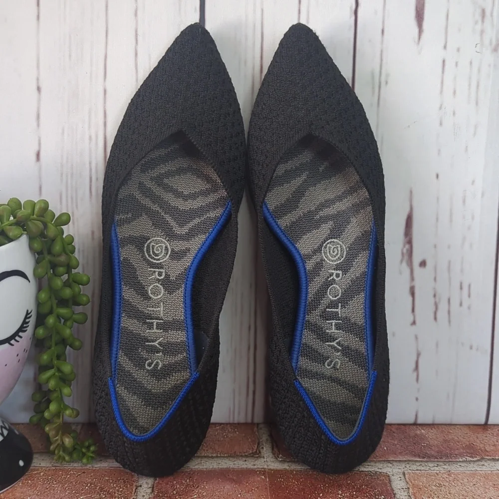 Rothy's The Point Black Ballet‎ Flats Comfort Casual Knit Sustainable Women's 8
